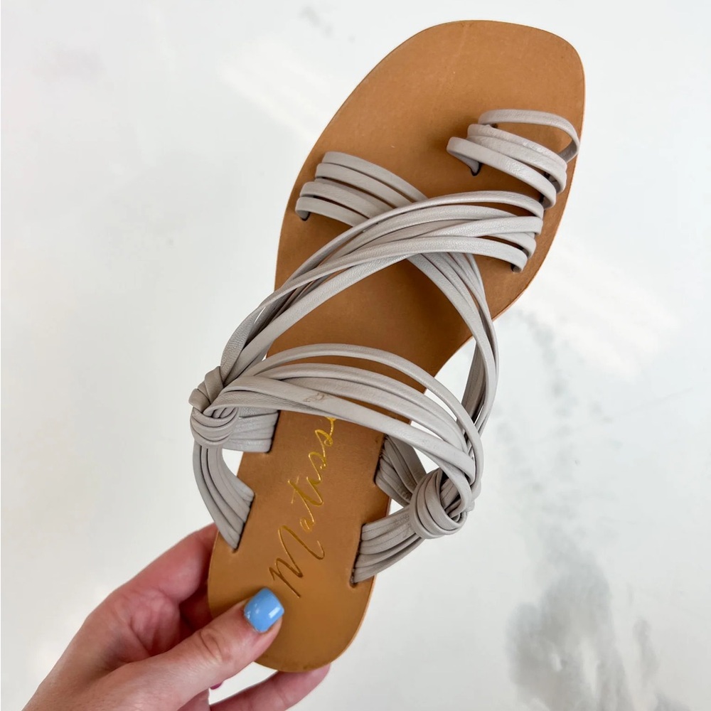 Anthropologie Matisse Rogue Purple Grey Leather Slide Sandals Sz 10